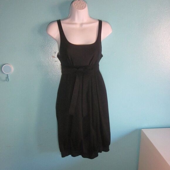 Nanushka Womens Scoop Neck Black Stretch Fitted Tank Dress Size M Tie Waist - Picture 1 of 11